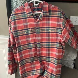 Brand new never worn salmon w strips, handsome too big